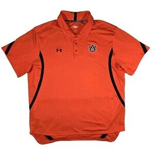 Under Armour Heatgear Mens XL Orange Polo Shirt Auburn University War Eagles